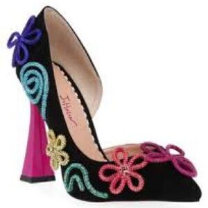 Betsey Johnson Black Heels with Multicolor Embellishments